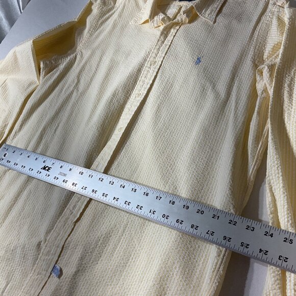 Ralph Lauren Mens Yellow & White Striped Button-Up Shirt L 100% Cotton - Picture 7 of 8